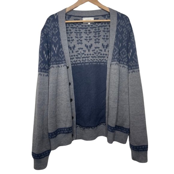 FRANK & OAK | Men's Gray & Blue Button Front Cardigan | Size L - Picture 2 of 11